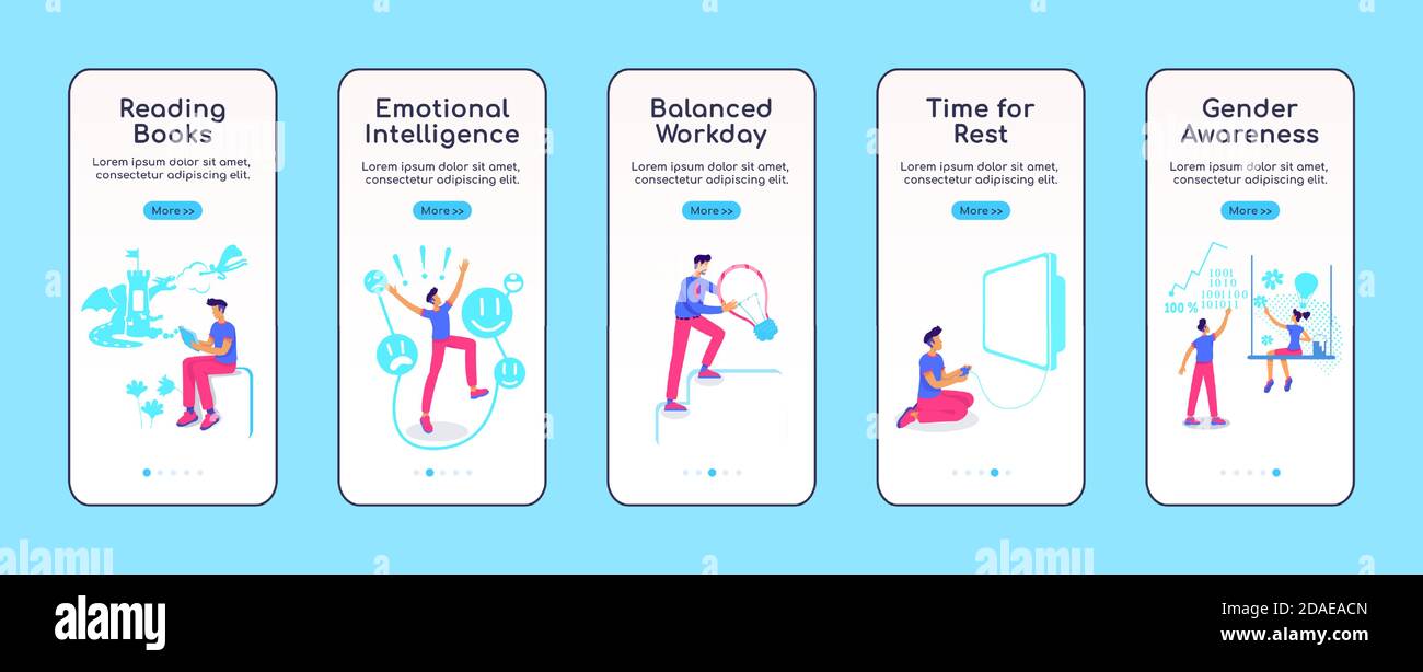 Psychologically balanced life onboarding mobile app screen flat vector ...