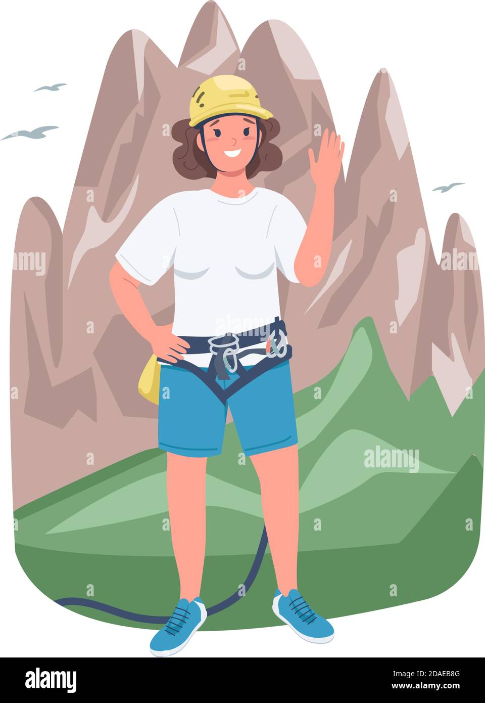 Woman mountaineer flat color vector detailed character Stock Vector
