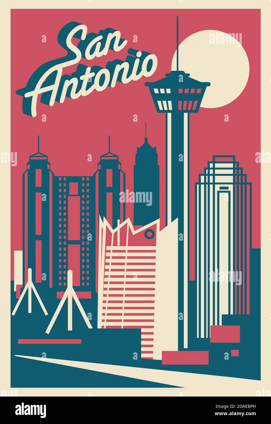San Antonio postcard skyline vector illustration Stock Vector Image