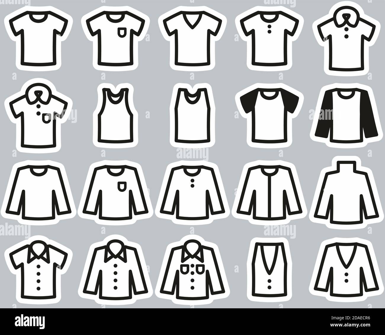 Shirt Icons Black & White Sticker Set Big Stock Vector Image & Art - Alamy