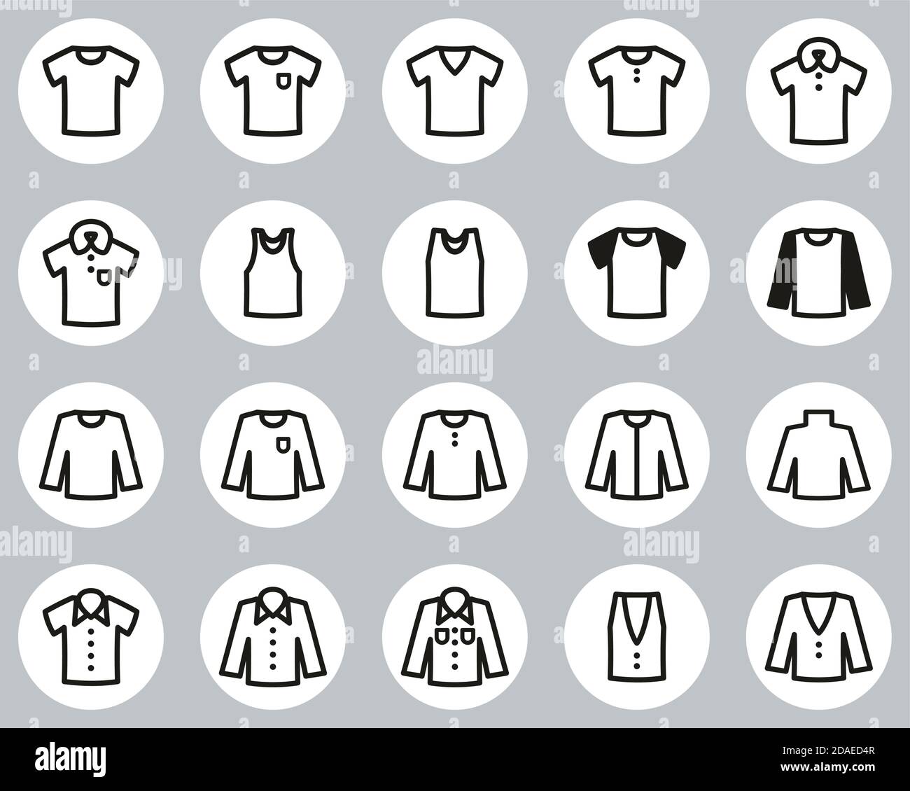 Shirt Icons Black & White Flat Design Circle Set Big Stock Vector Image ...