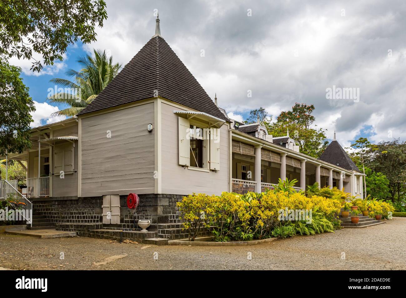 Rum distillery Le Saint Aubin, founded in 1819, colonial house, Saint
