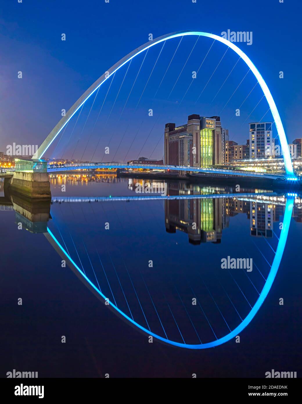 Gateshead Millennium Bridge at dusk, Gateshead, Tyne and Wear, England, United Kingdom Stock Photo