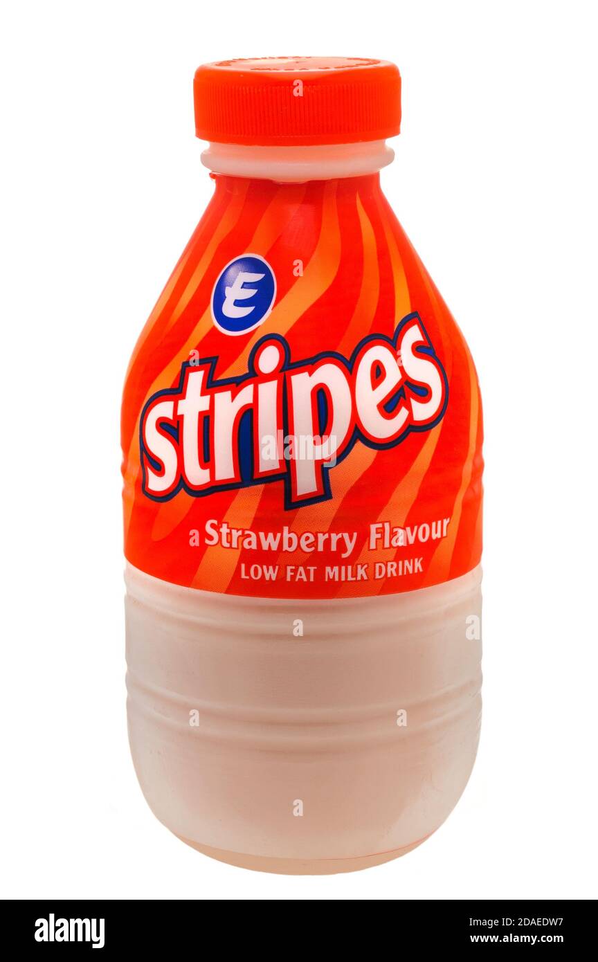 Bottle of Express Dairies Strawberry Flavour Milkshake on a White