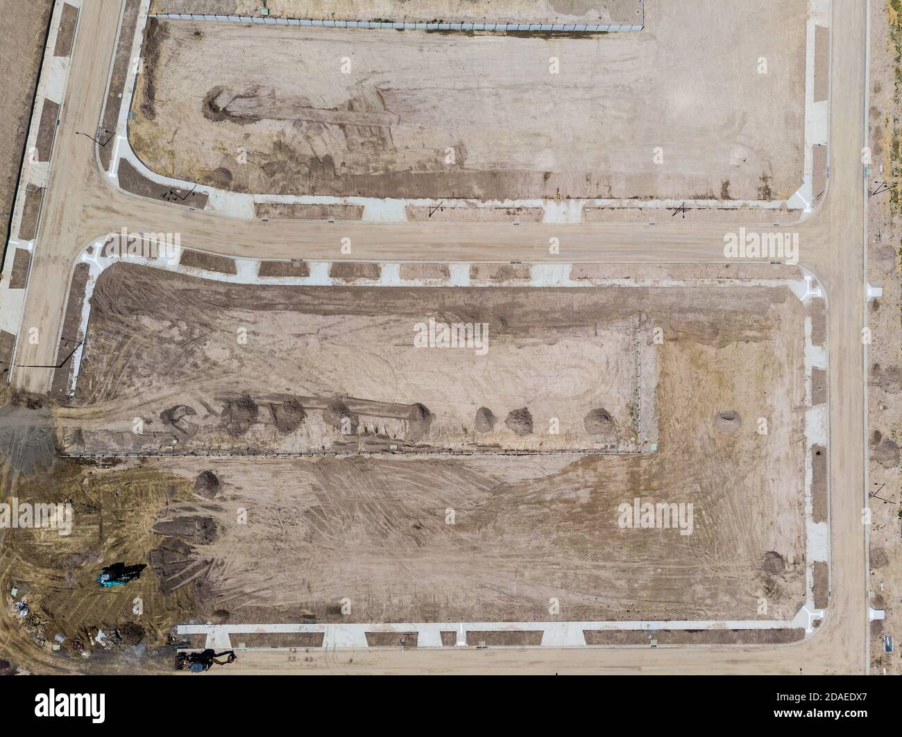 Aerial shots of a developing housing estate in the outer suburbs of