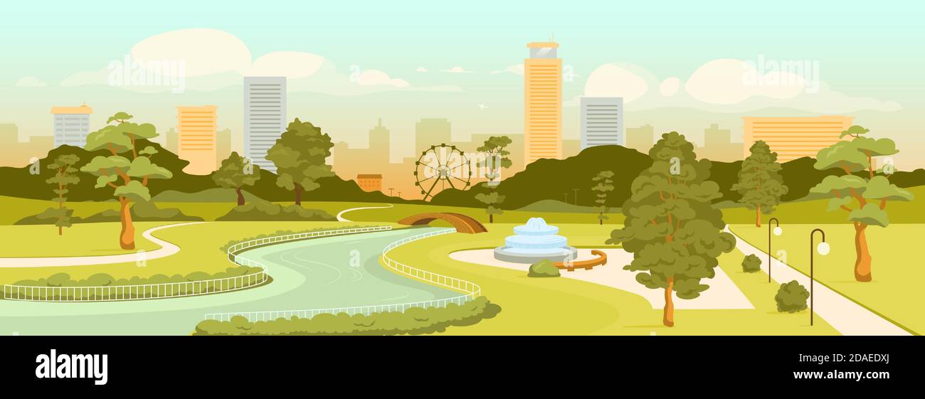 Urban park flat color vector illustration Stock Vector Image & Art - Alamy