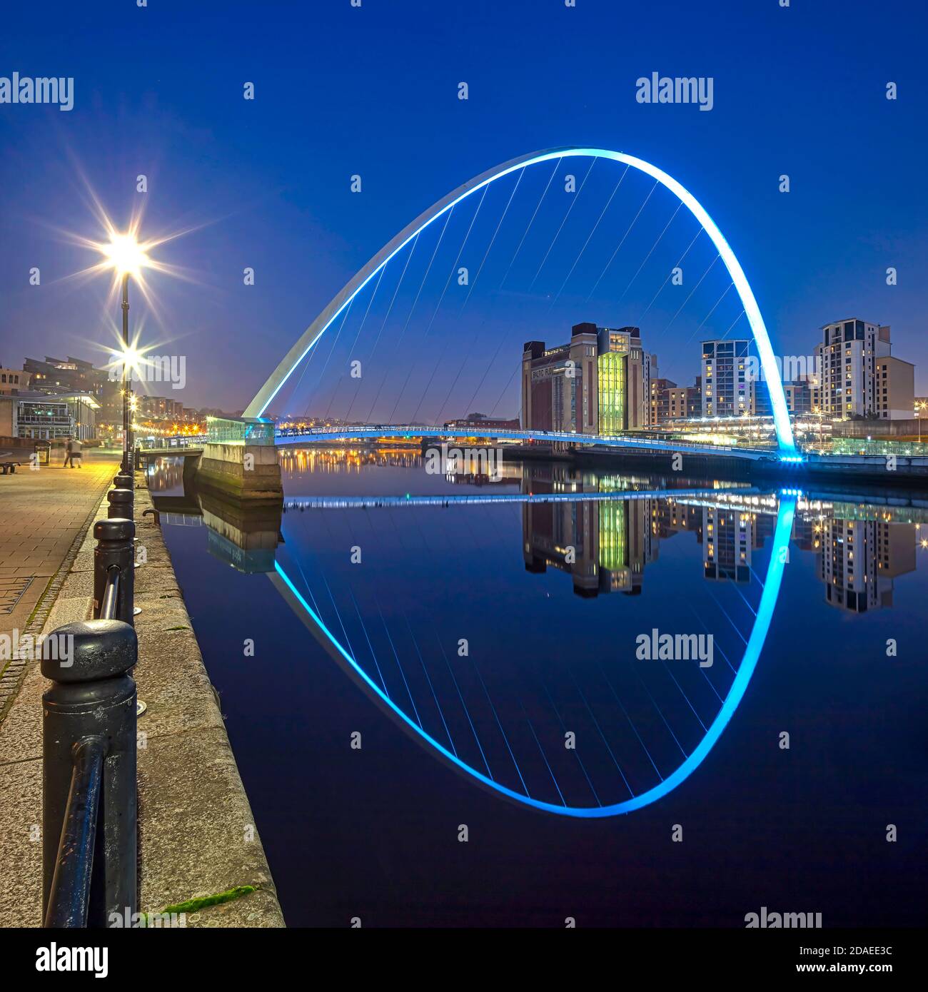 Gateshead Millennium Bridge at dusk, Gateshead, Tyne and Wear, England, United Kingdom Stock Photo