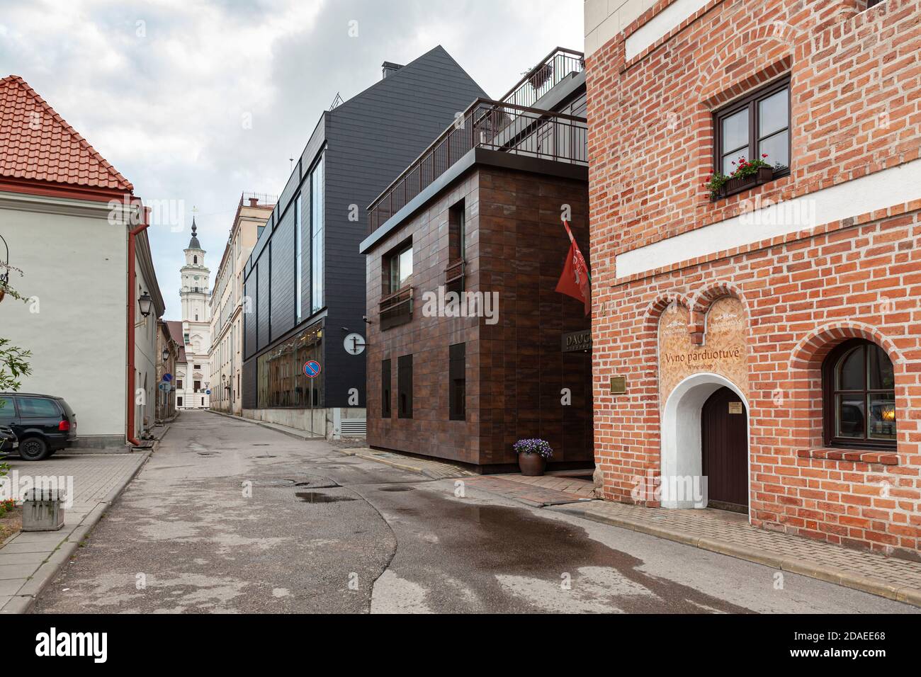 KAUNAS, LITHUANIAN - Jul, 12, 2015:  Kaunas street scene. View of Kaunas old town. Kaunas is the second largest city in Lithuania Stock Photo