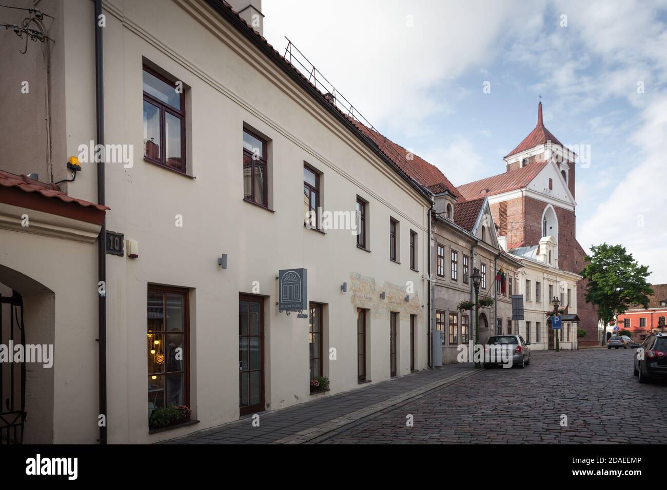 KAUNAS, LITHUANIAN - Jul, 12, 2015:  Streets of Kaunas old town located to the east of confluence of Nemunas and Neris rivers. There are a lot of surv Stock Photo
