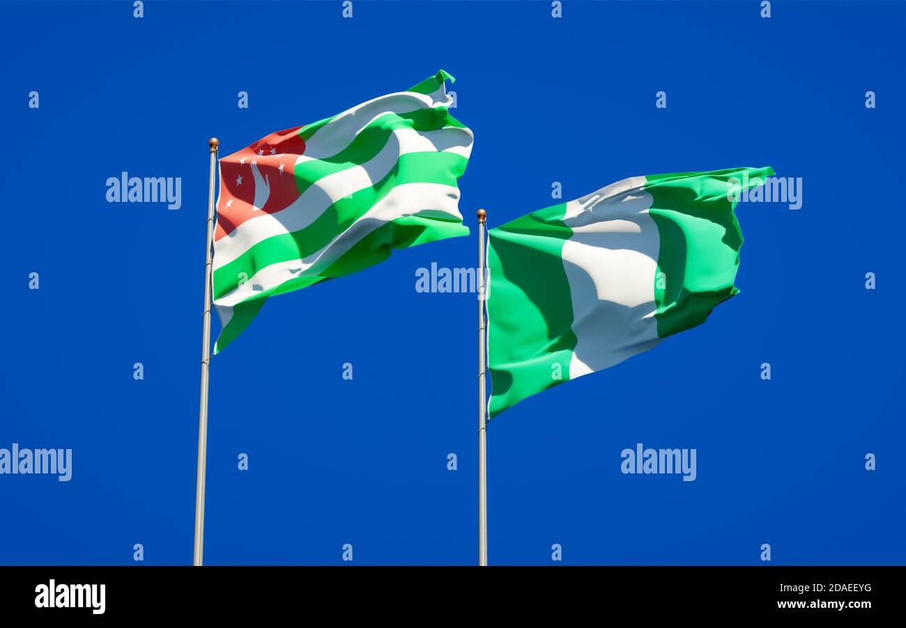 Beautiful national state flags of Nigeria and Abkhazia together at the ...