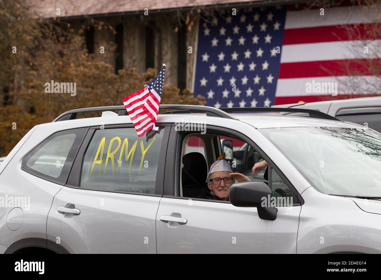 Veterans Car Parade held in Lexington, MA USA on Wednesday, November 11
