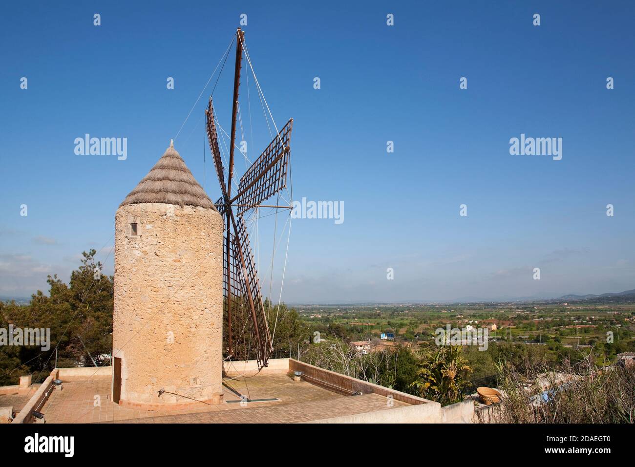 geography / travel, Spain, Majorca, Algaida, wind mill in Algaida, Europe, Additional-Rights-Clearance-Info-Not-Available Stock Photo