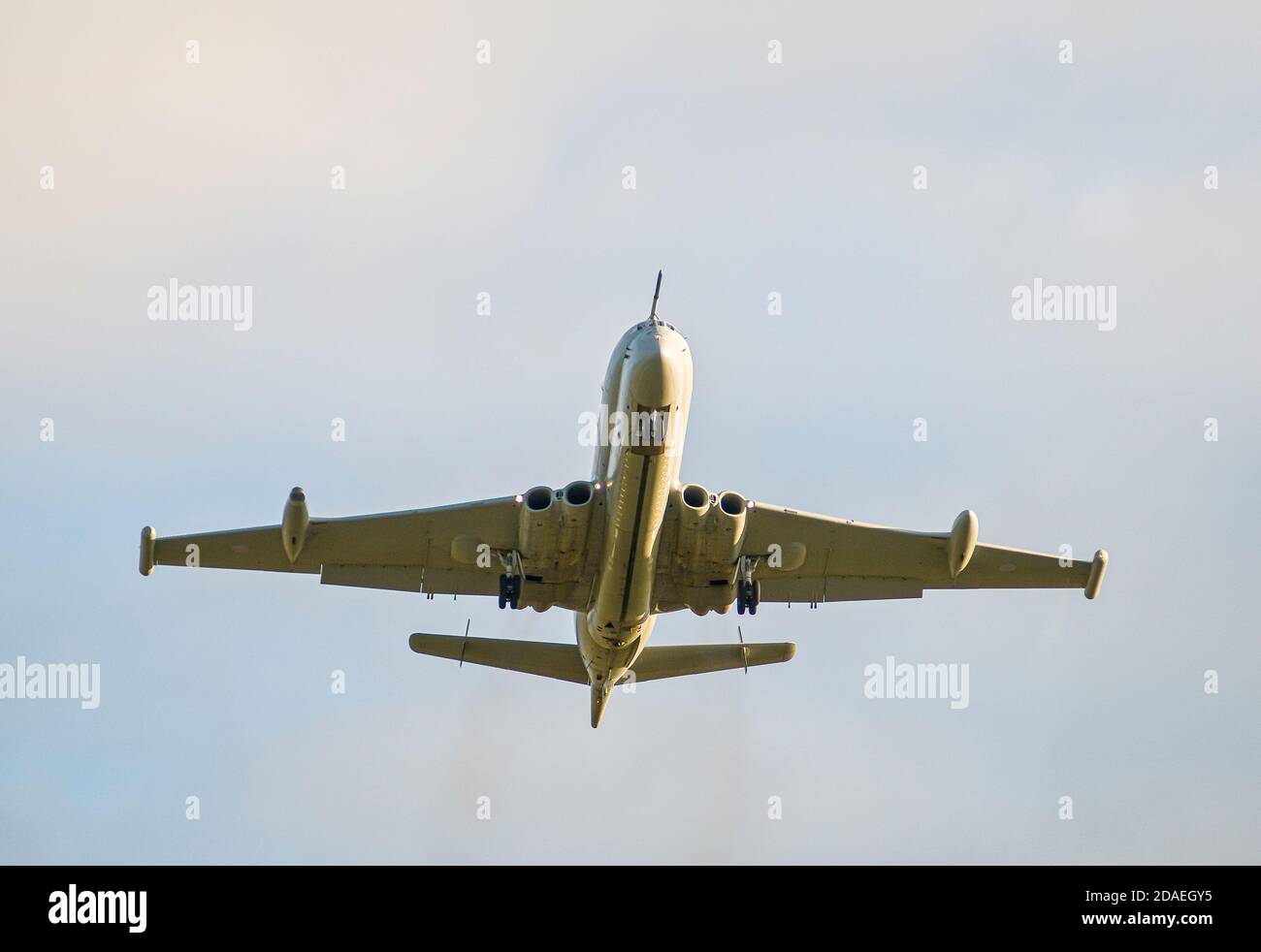 Hawker-Siddeley Nimrod XV254 provided Britain's maritime reconnaissance for forty years before being scrapped in 2010 Stock Photo