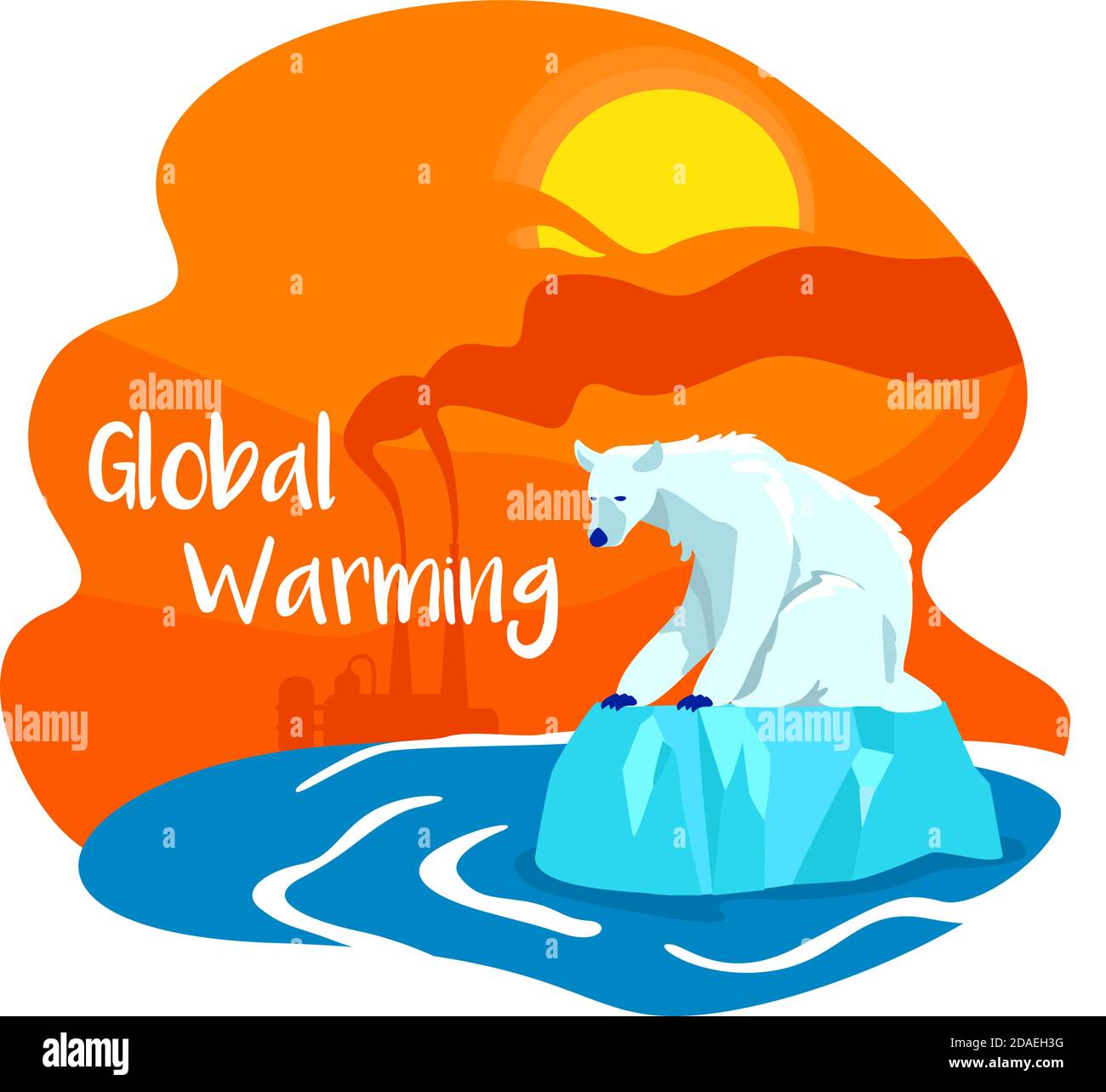 Climate change from pollution 2D vector web banner, poster Stock Vector