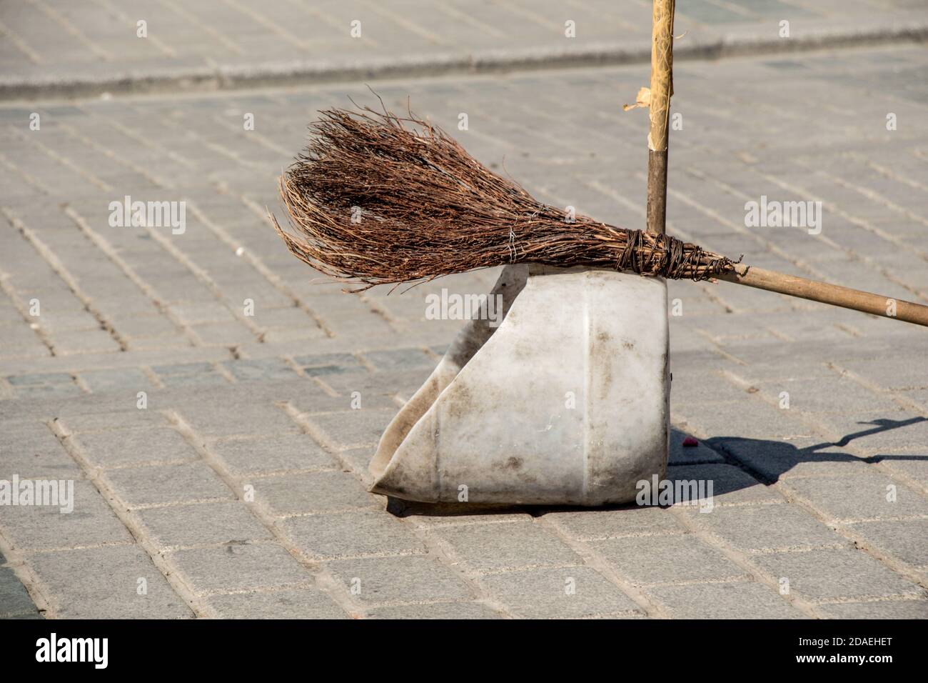 Broom, household, cleaning housewives, concept. Stock Photo