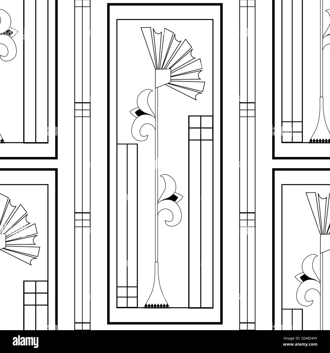 Vector art deco architecture inspired framed stylized fanning rhombus