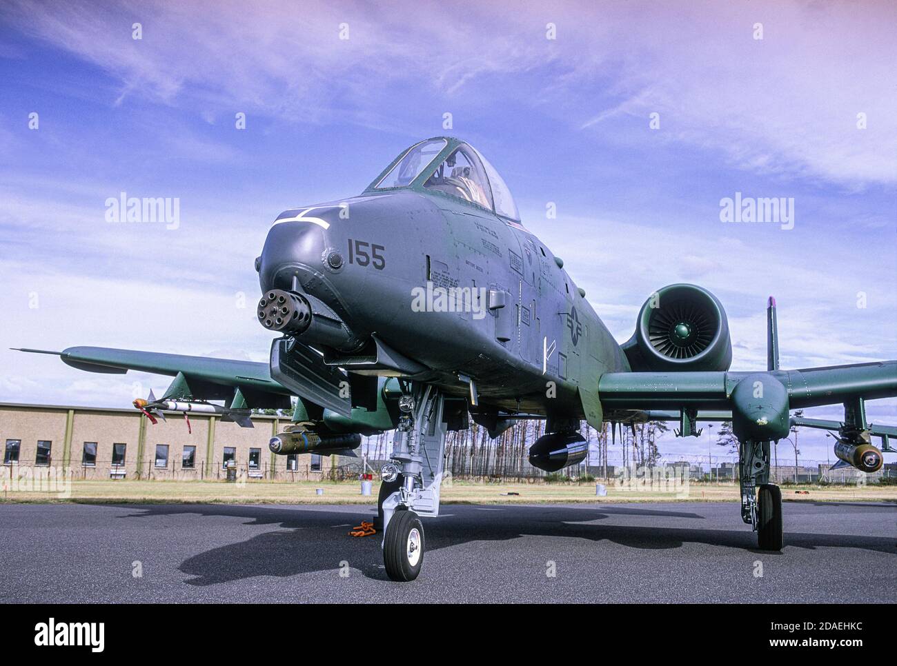A-10  Thunderbolt II  Twin engined jet flying cannon at RAFLeuchars in Fife Scotland. Stock Photo