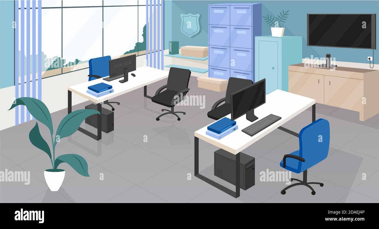 Police department office flat vector Stock Vector