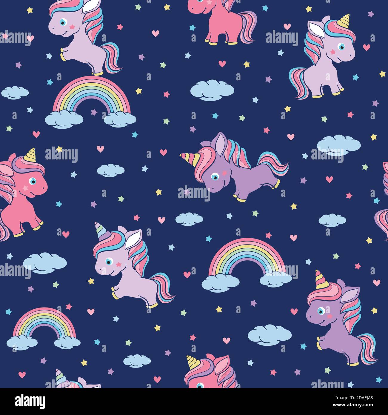 Seamless pattern with cute little unicorn. clouds, unicorn, rainbow and  stars. Amazing illustration for kids. Night theme for wallpaper, print  Stock Vector Image & Art - Alamy