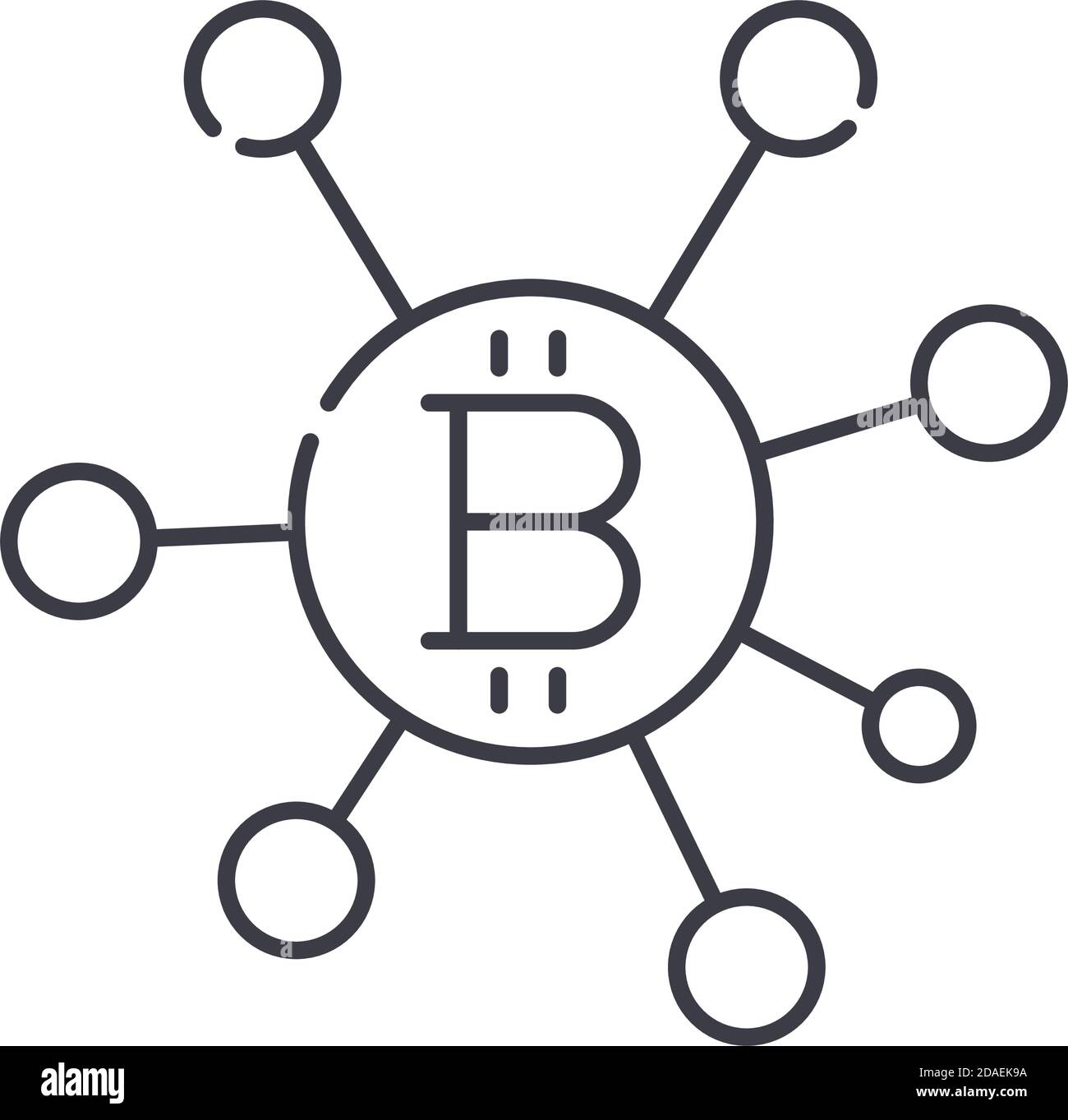 Block chain network icon, linear isolated illustration, thin line vector, web design sign, outline concept symbol with editable stroke on white Stock Vector