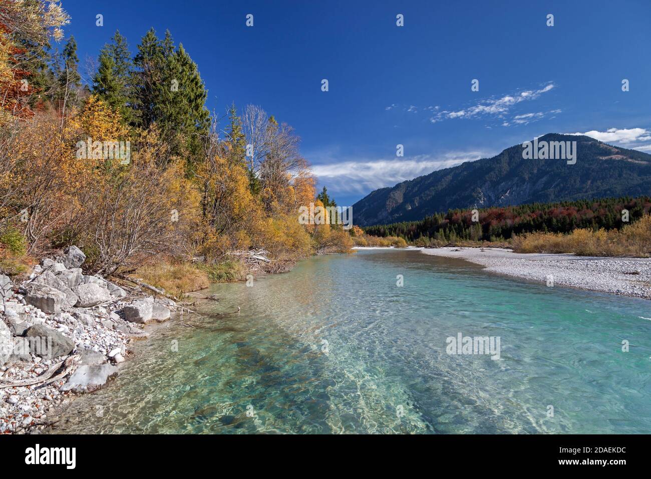 geography / travel, Germany, Bavaria, Lenggries, Upper Isar at Vorderriss, Lenggries in Upper Bavaria, Additional-Rights-Clearance-Info-Not-Available Stock Photo