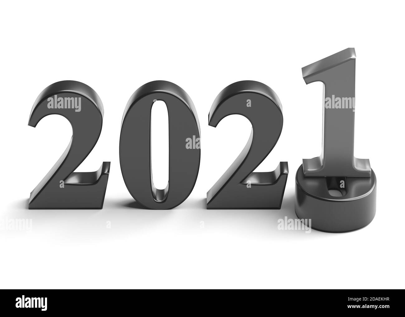 New year 2021 holiday concept. The number 2021 lies at 2020. 3d rendering Stock Photo