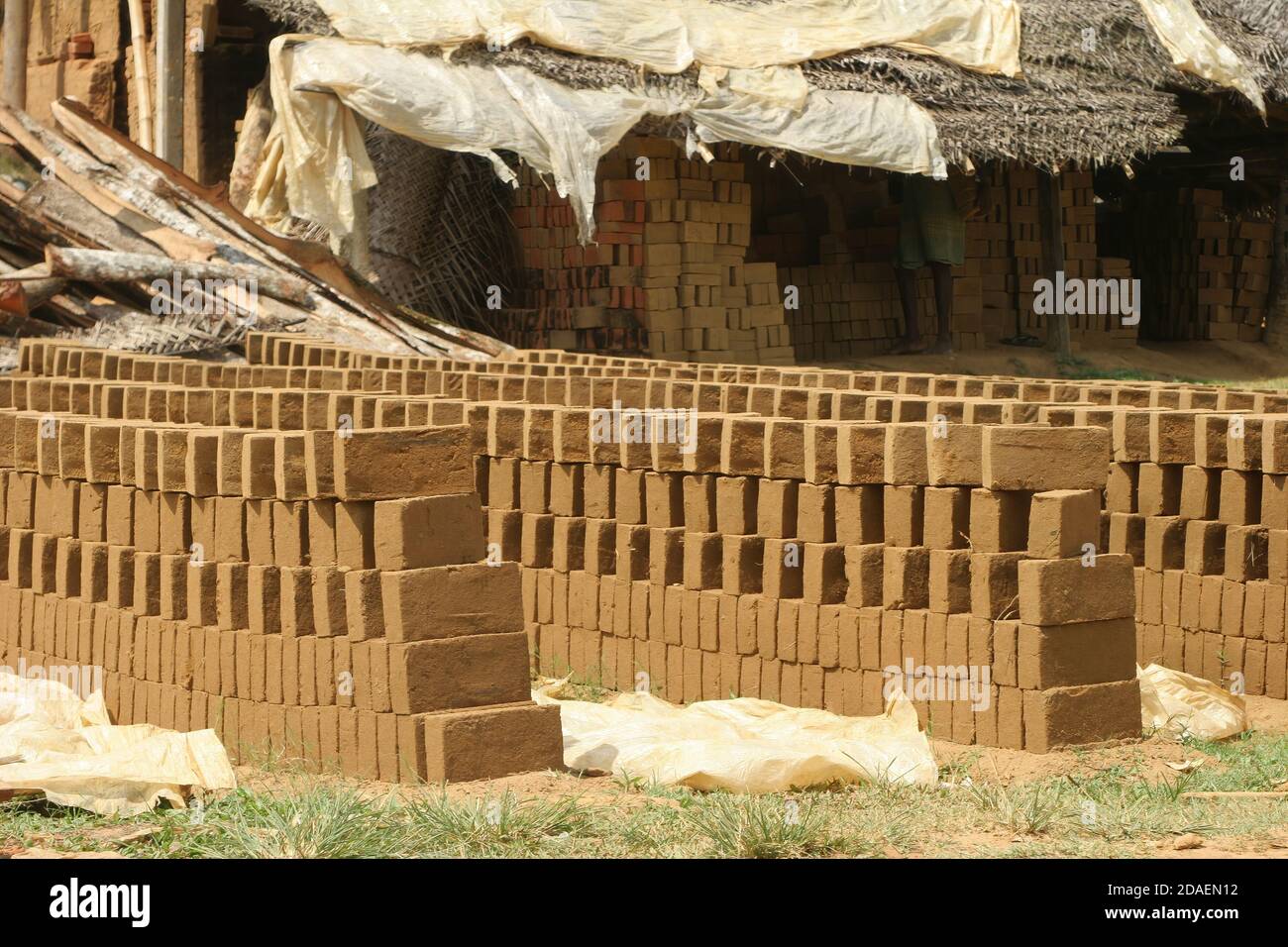 Sri Lanka 4.5.2006 manufacture of traditional mud bricks for building Stock Photo