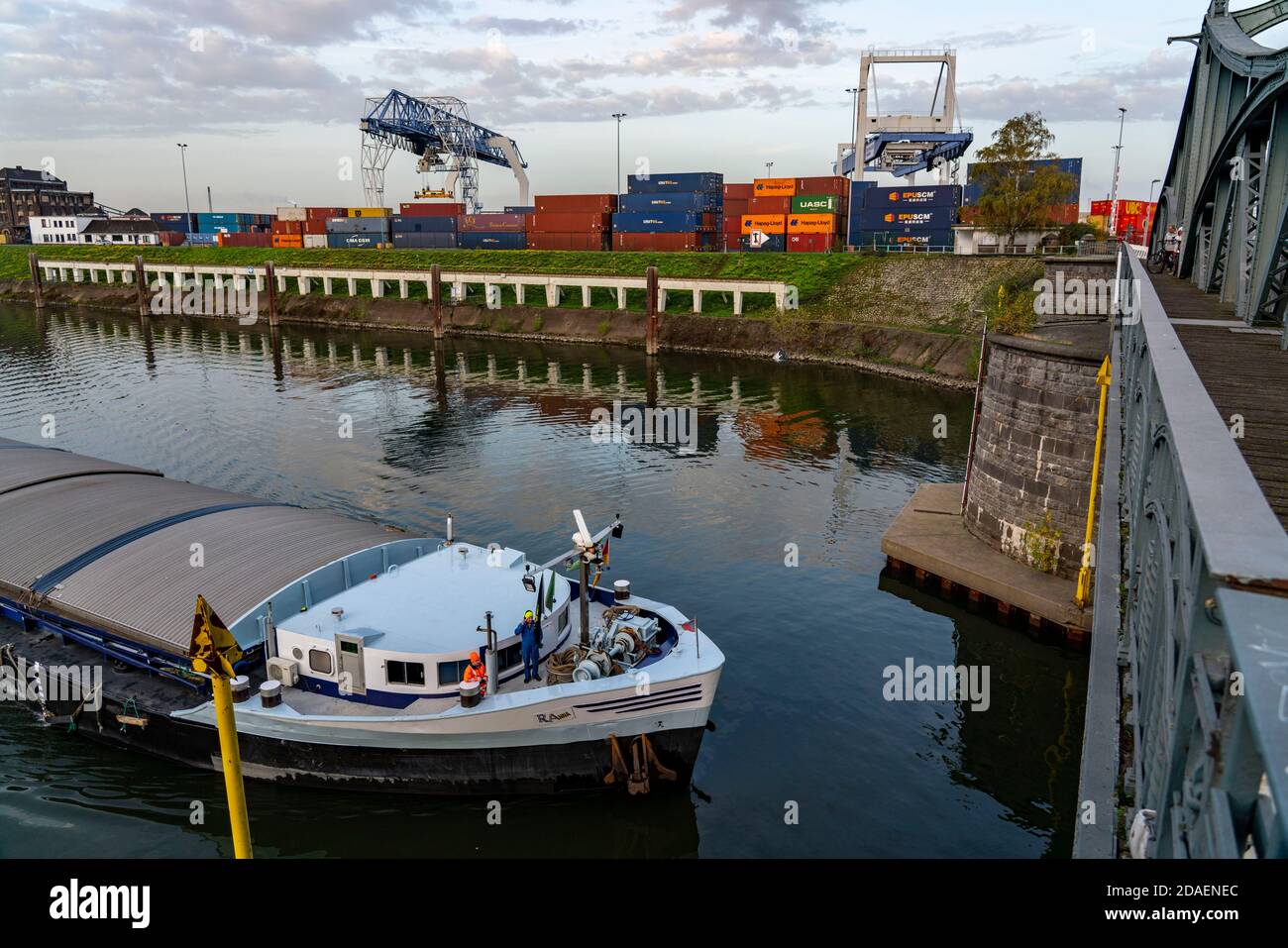 The Rhine port of Krefeld, left bank of the Rhine, inland port, NRW, Germany Stock Photo