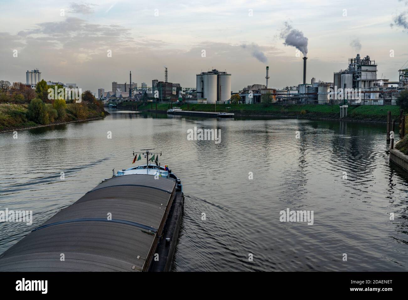 The Rhine port of Krefeld, on the left bank of the Rhine, inland port, Cargill corn starch factory, NRW, Germany Stock Photo