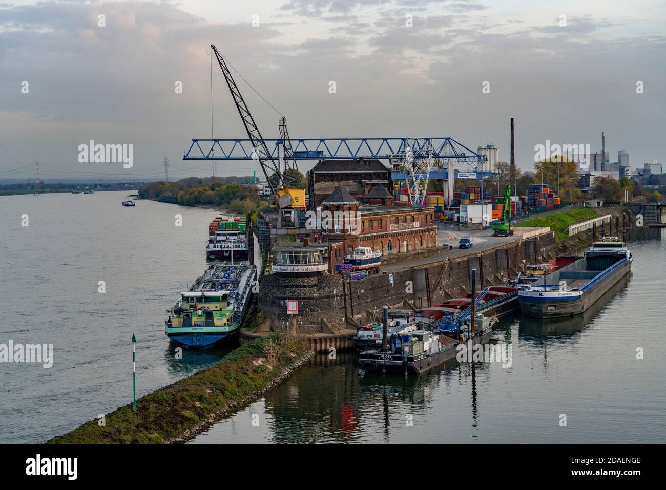 The Rhine port of Krefeld, left bank of the Rhine, inland port, NRW, Germany Stock Photo