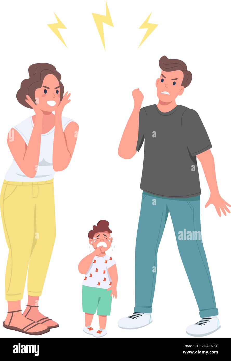Arguing parents flat color vector faceless characters Stock Vector
