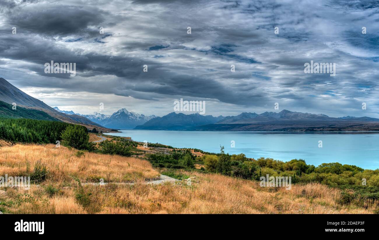 The very scenic Aoraki National Park in New Zealand. Stock Photo