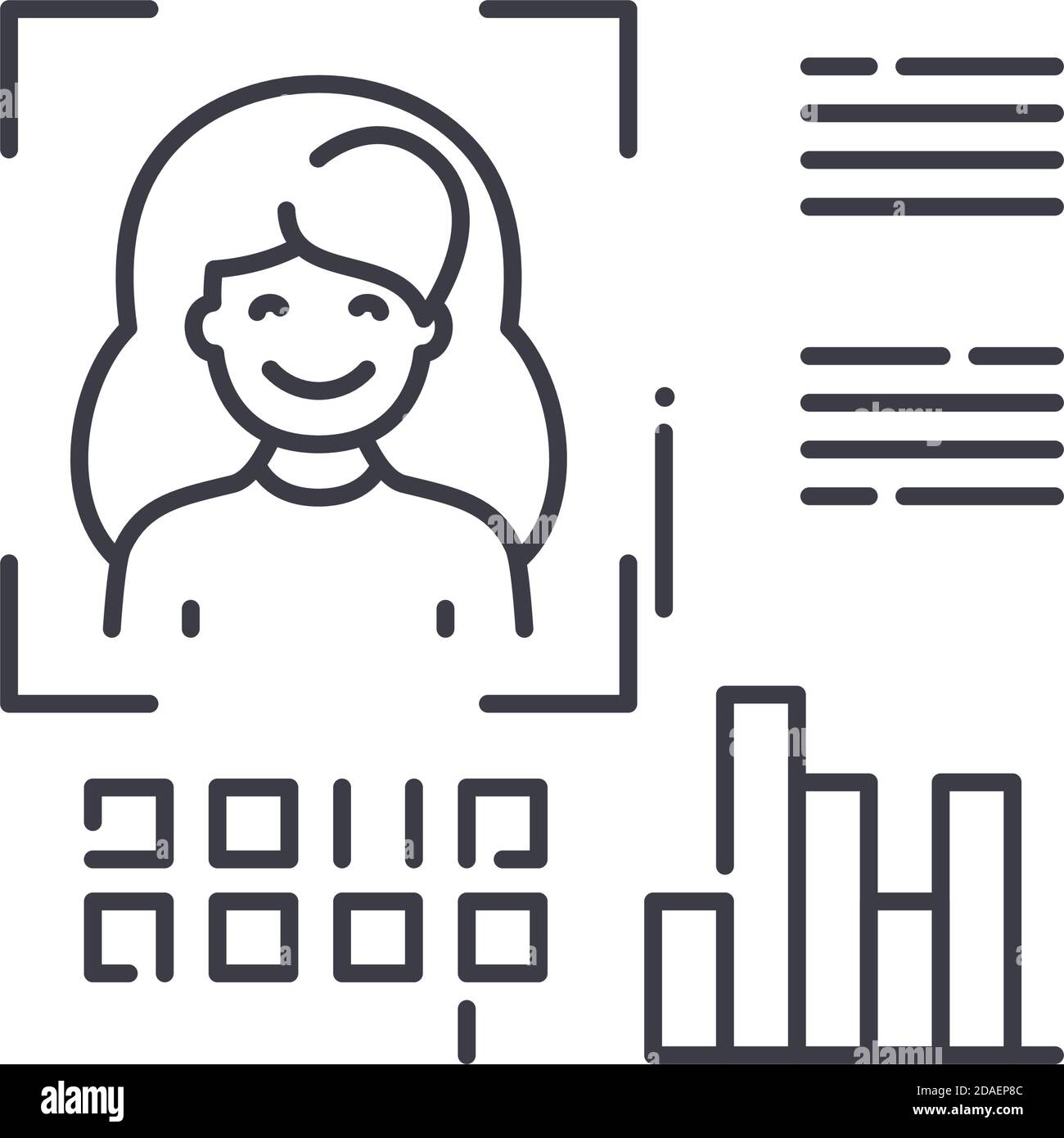 Biometric data icon, linear isolated illustration, thin line vector ...