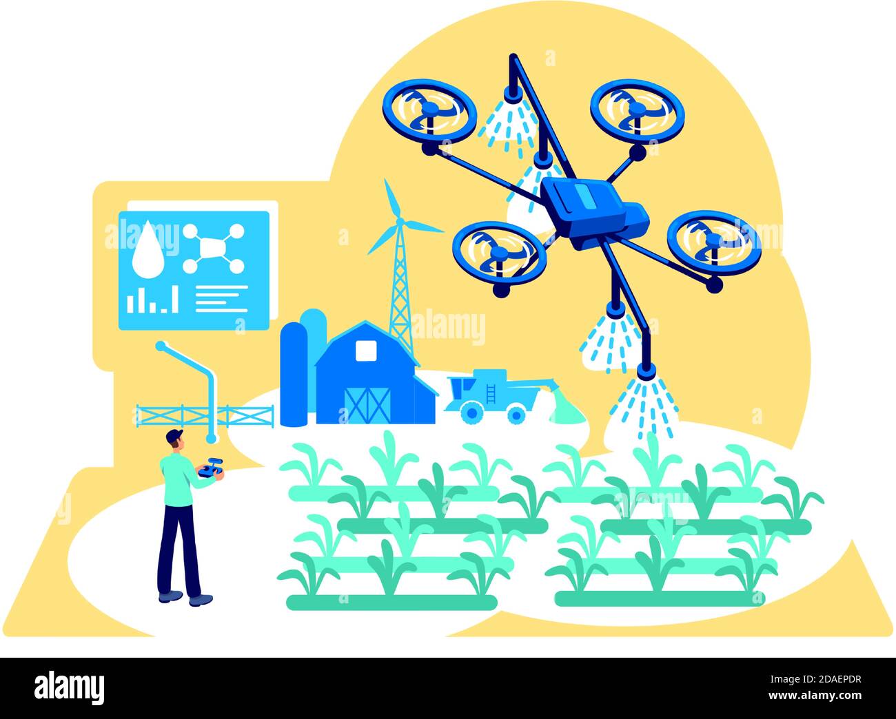 Agribusiness automation flat concept Stock Vector
