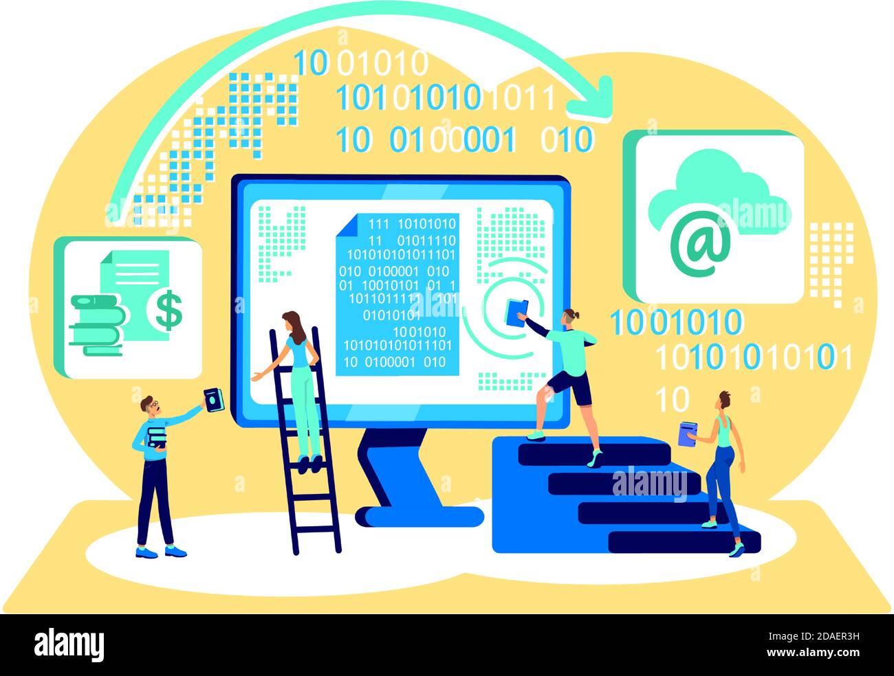 Data cloud storage flat concept vector illustration Stock Vector Image ...