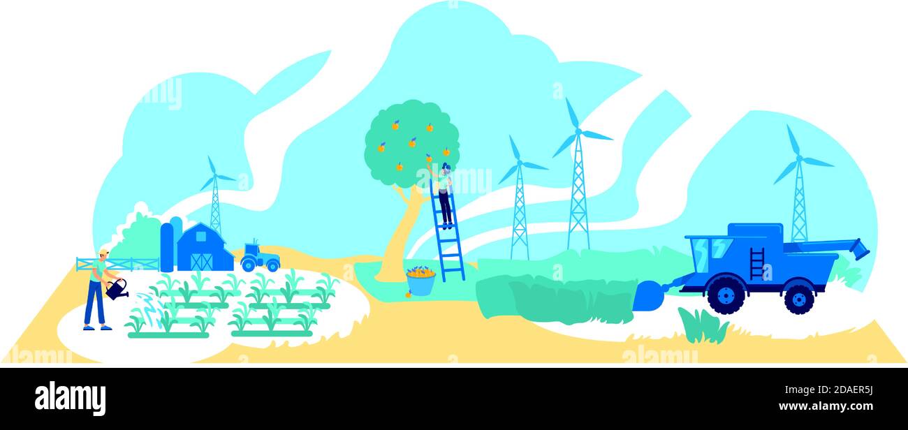 Futuristic farming flat concept vector illustration Stock Vector