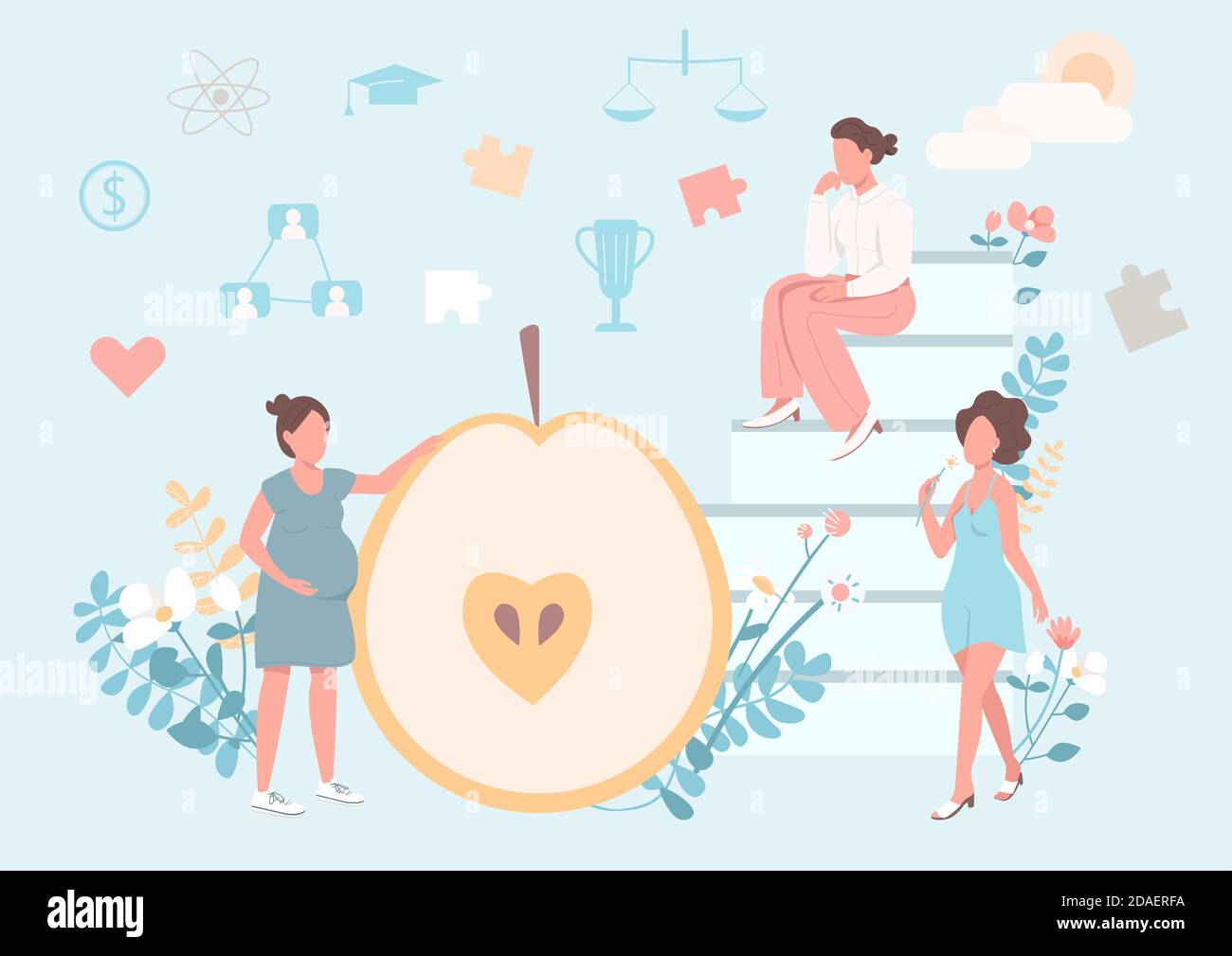 Women healthy lifestyle flat concept Stock Vector Image & Art - Alamy