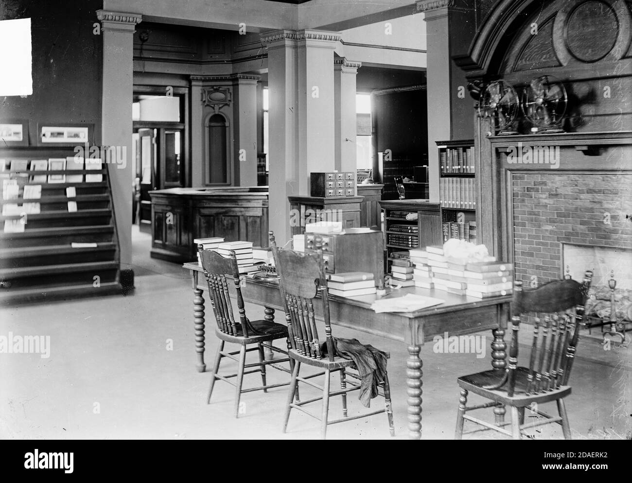 Interior view of the adult reading room in the Carnegie Library in Waukegan, Illinois. Stock Photo