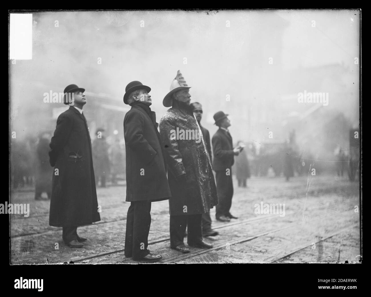 Firefighter William Musham on the scene of the Iroquois Theater fire, December 30, 1903, Chicago, Illinois. Stock Photo