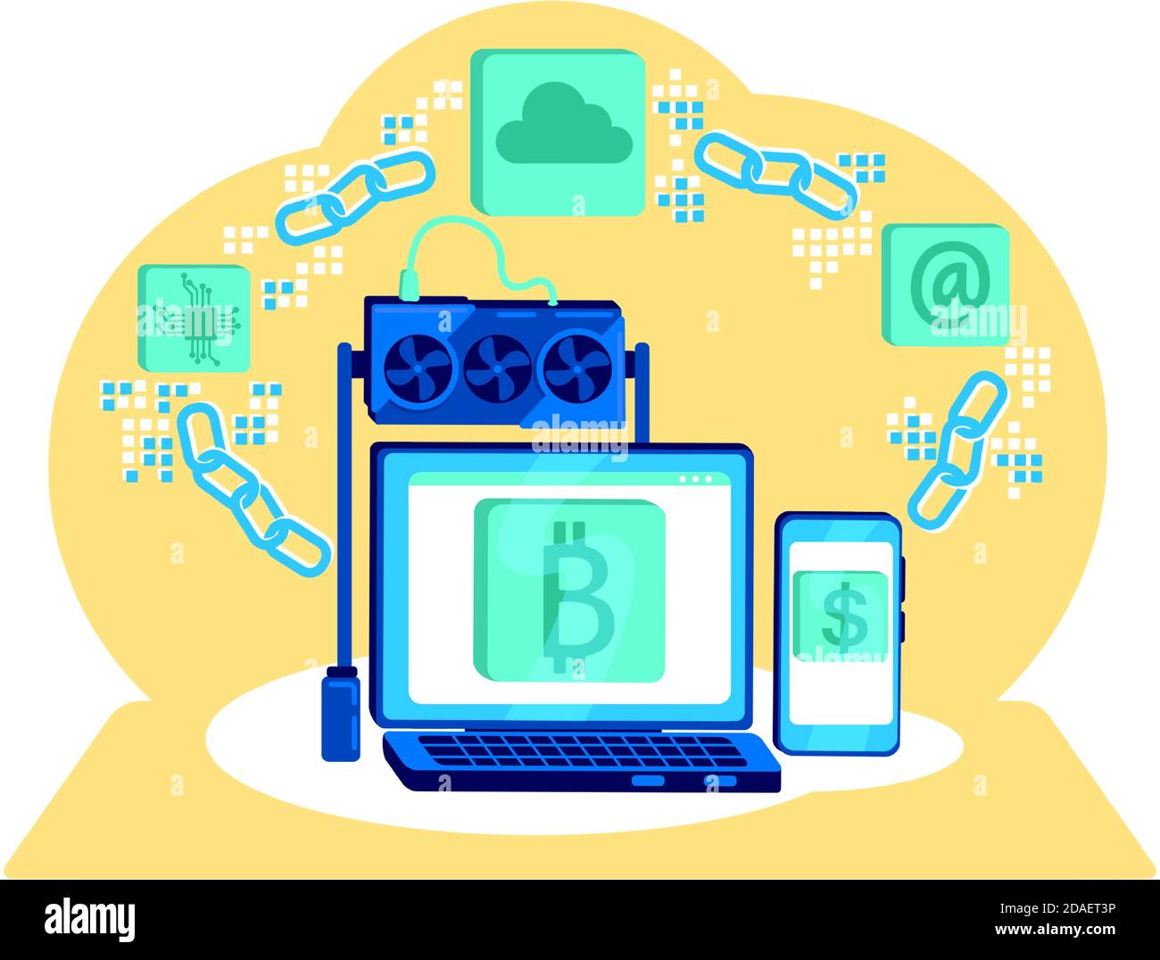 Block chain flat concept vector illustration Stock Vector