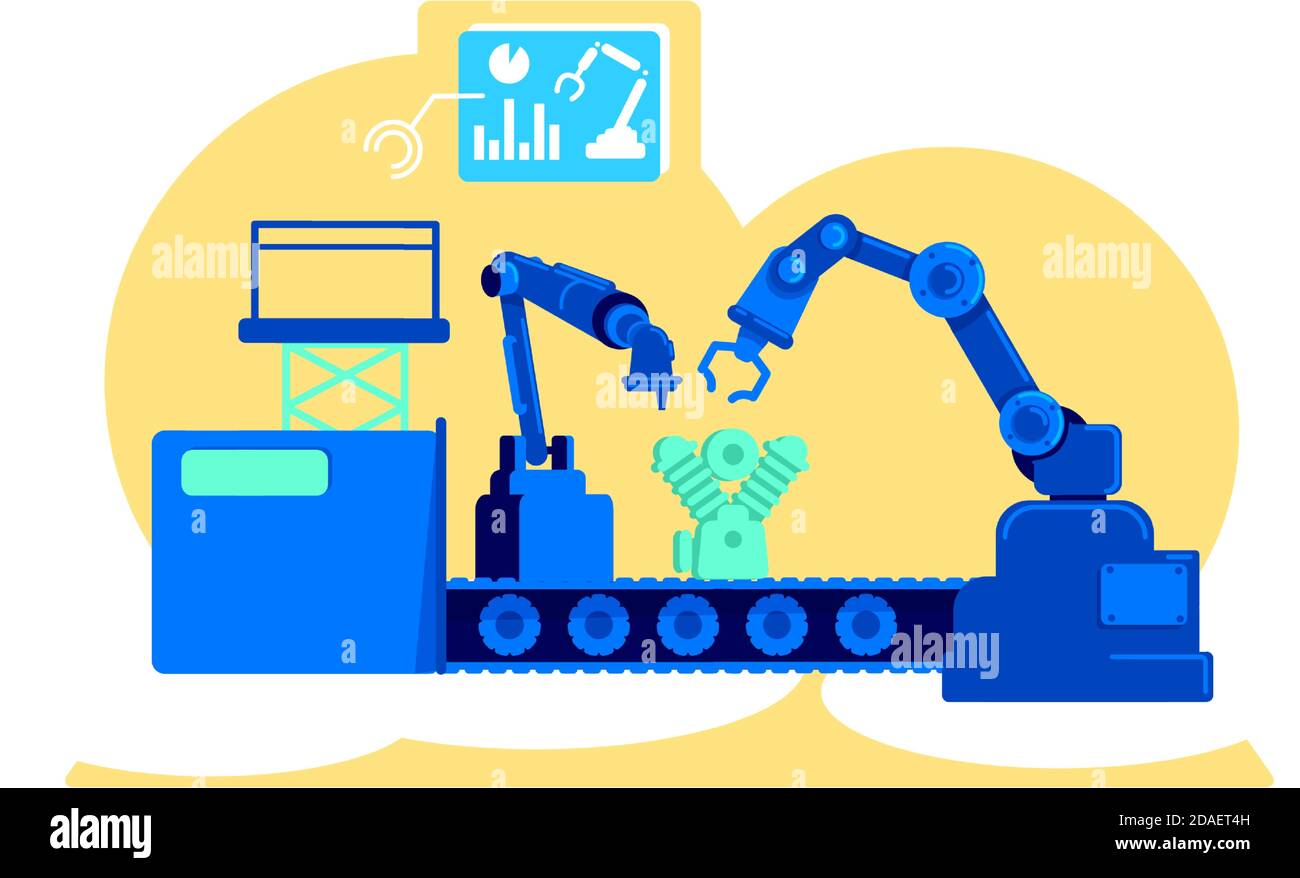 Automated factory flat concept vector illustration Stock Vector
