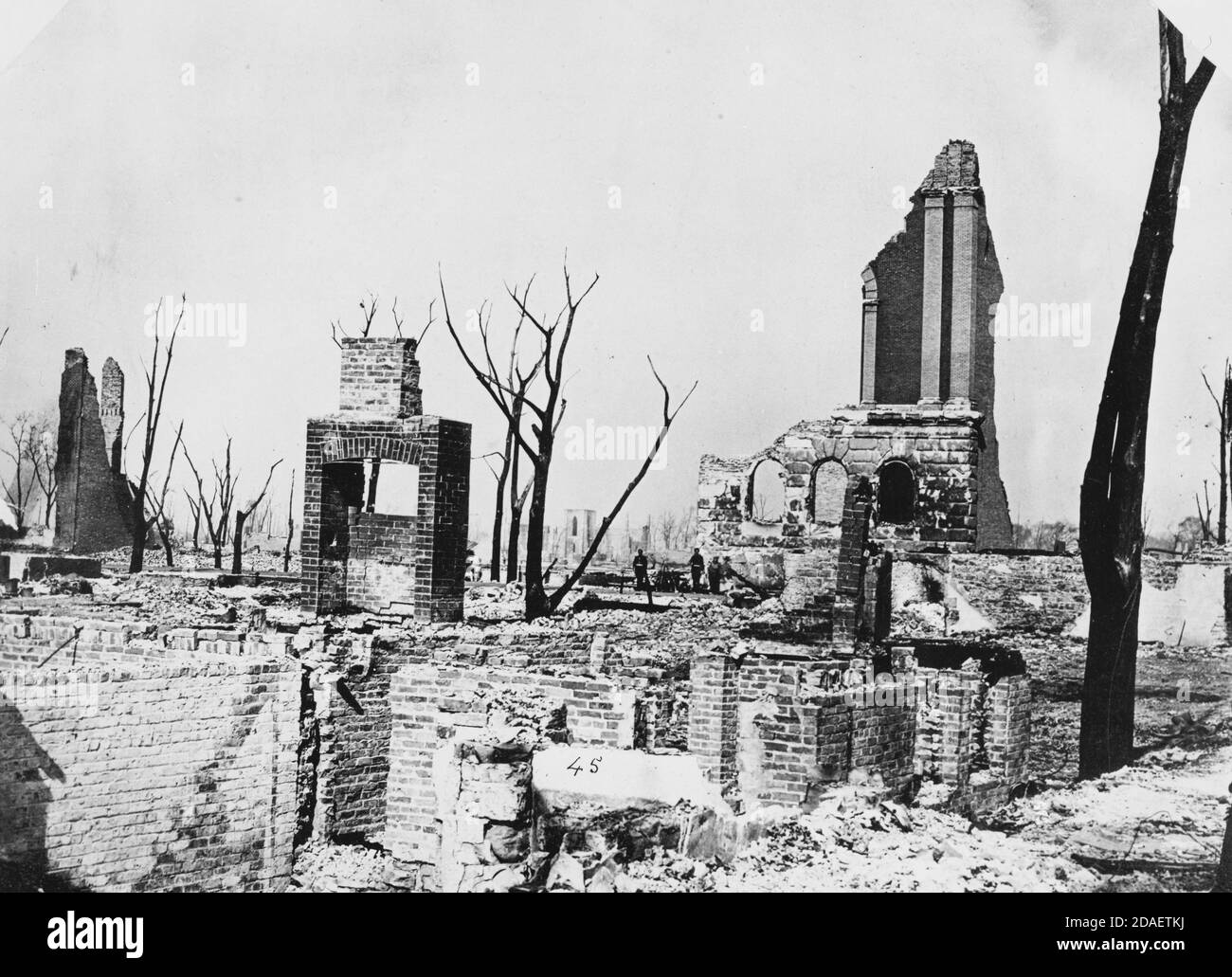 Ruins of the Chicago Historical Society library building after the Chicago Fire of 1871, Chicago, Illinois. Stock Photo