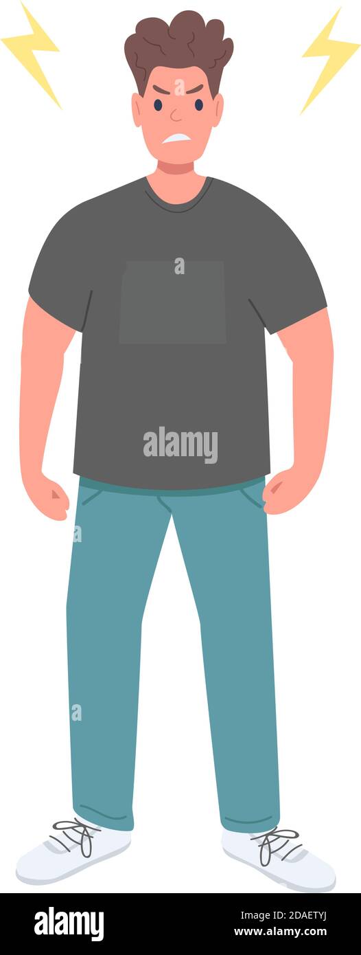 Angry caucasian male flat color vector faceless character Stock Vector ...