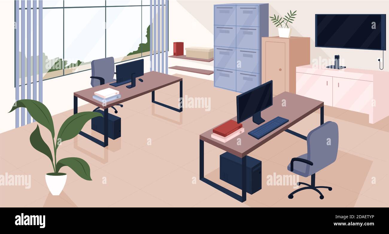 Coworking space flat color vector illustration Stock Vector Image & Art ...