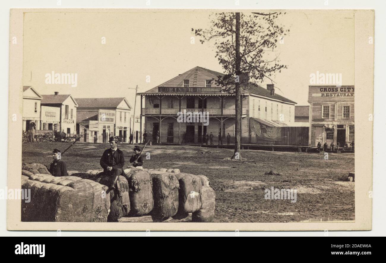 Image of Corinth House, Corinth, Mississippi, during the American Civil War, circa 1863. Stock Photo
