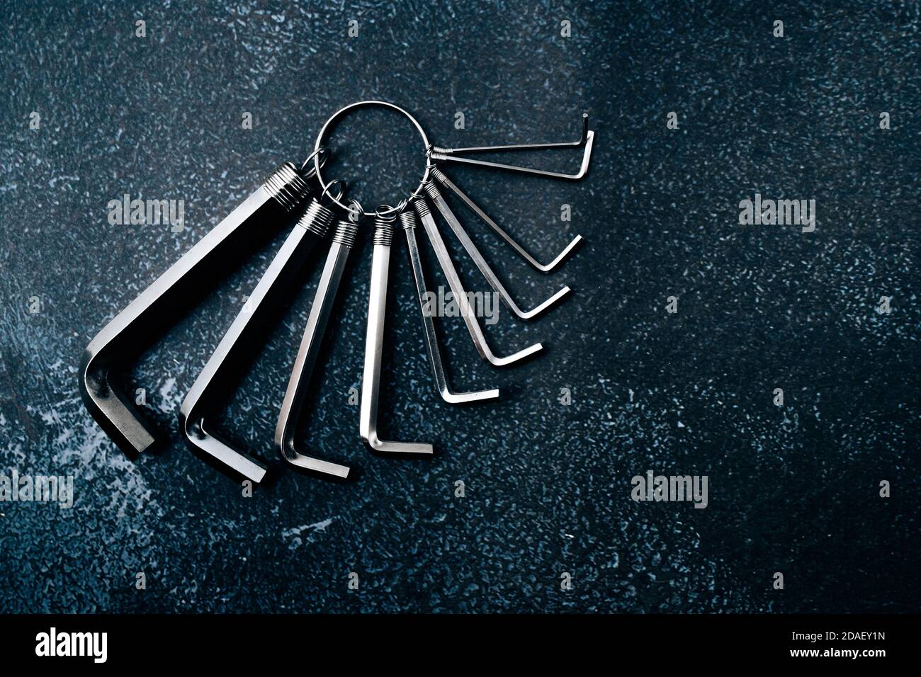 Set of hex keys isolated on blue background Stock Photo