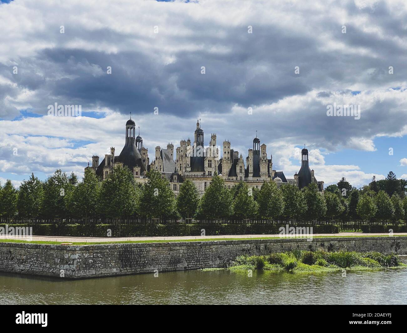 Chateau de Chambord in the Loire Valley, UNESCO world heritage in France, view over the beautiful french garden Stock Photo