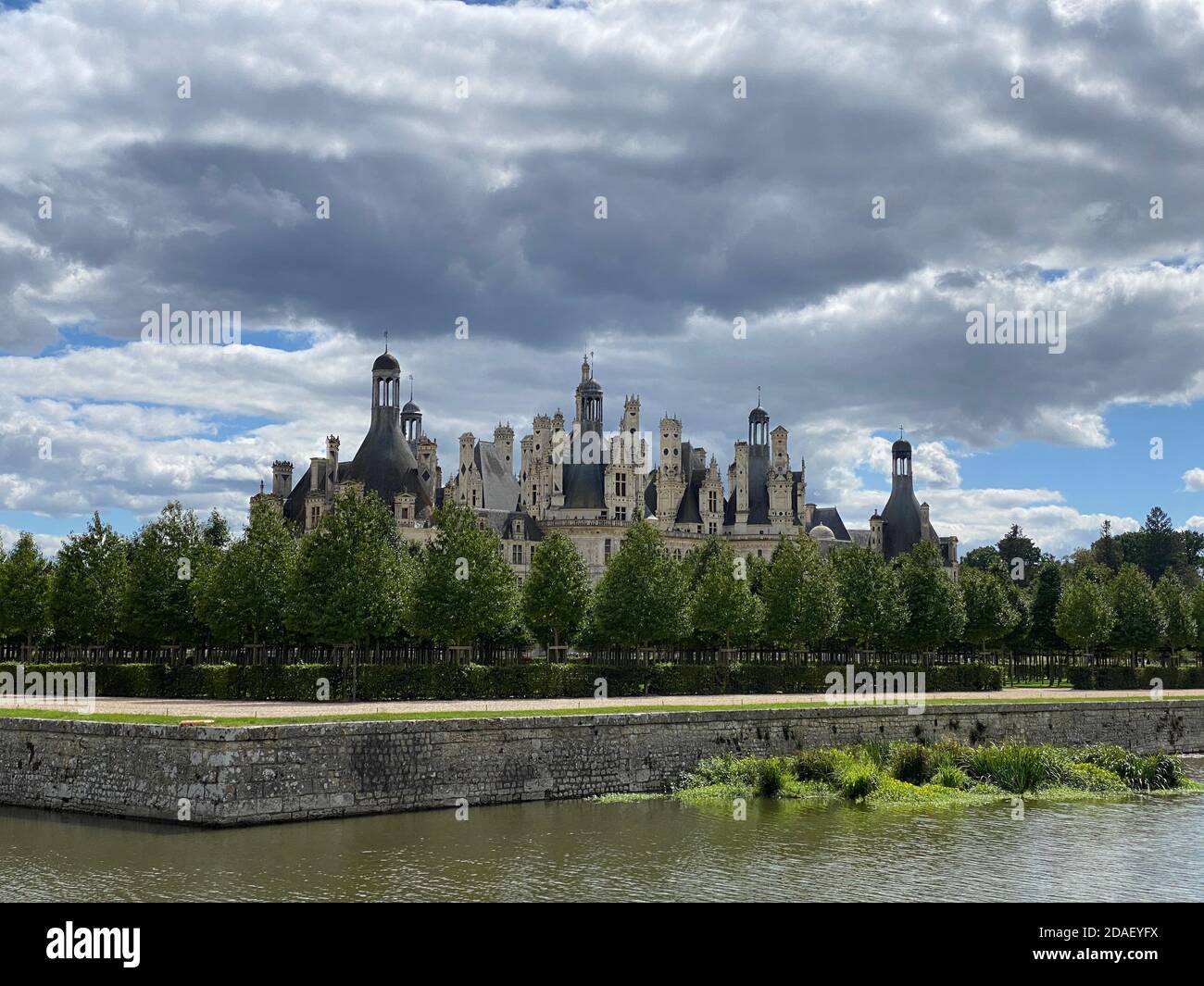 Chateau de Chambord in the Loire Valley, UNESCO world heritage in France, view over the beautiful french garden Stock Photo