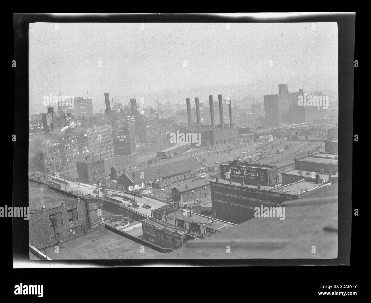 Bird's-eye view near Jackson Boulevard and Fifth Avenue (Wells Street), Chicago, Illinois, 1914. Stock Photo