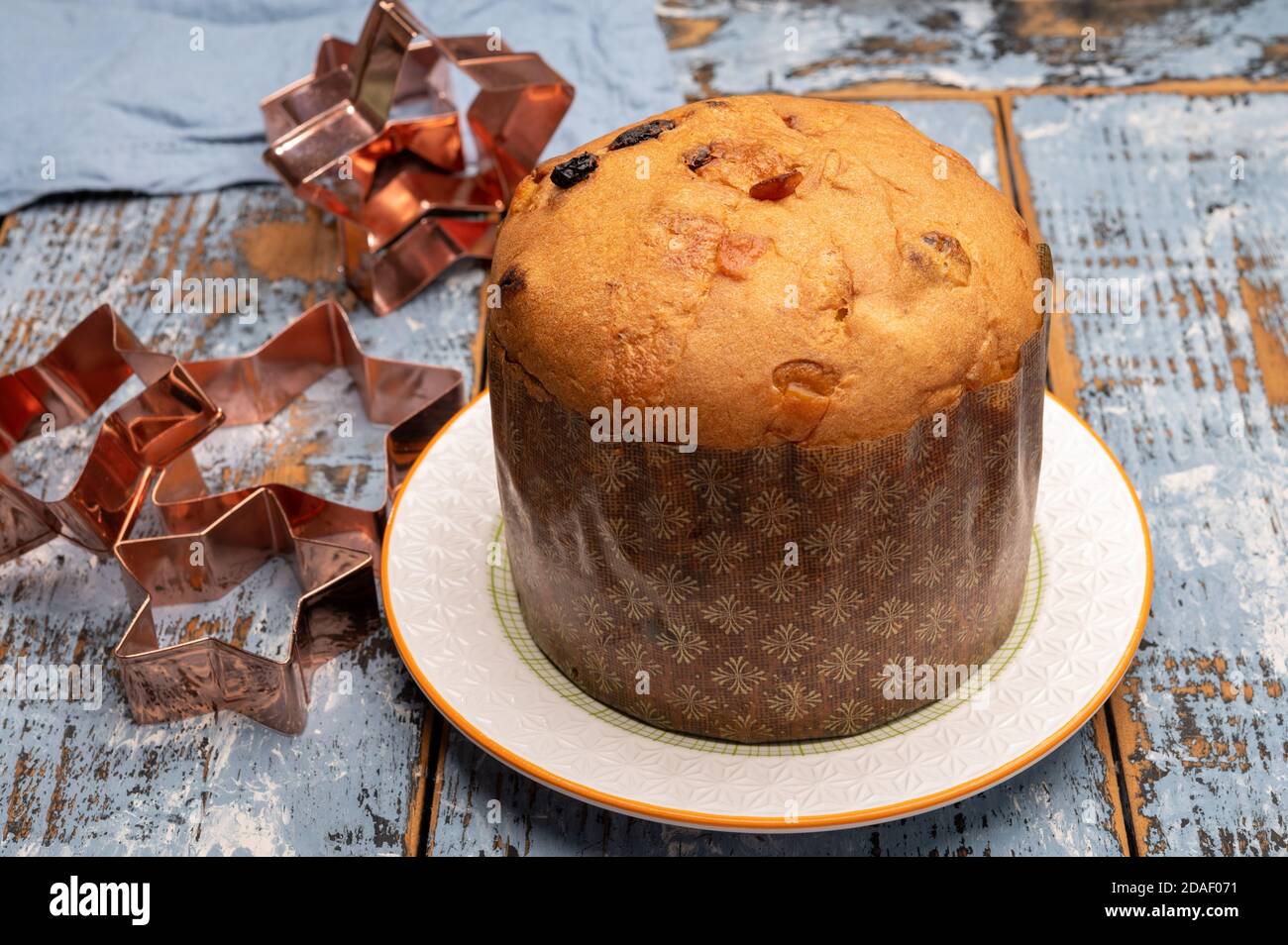 Christmas food, fresh Italian cake made from yeast dough with